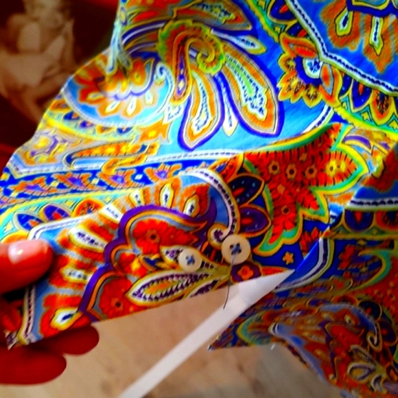 Alan Flusser Long Sleeve Casual Button Down Cotten Shirt Size Large Boho Retro - Picture 11 of 12